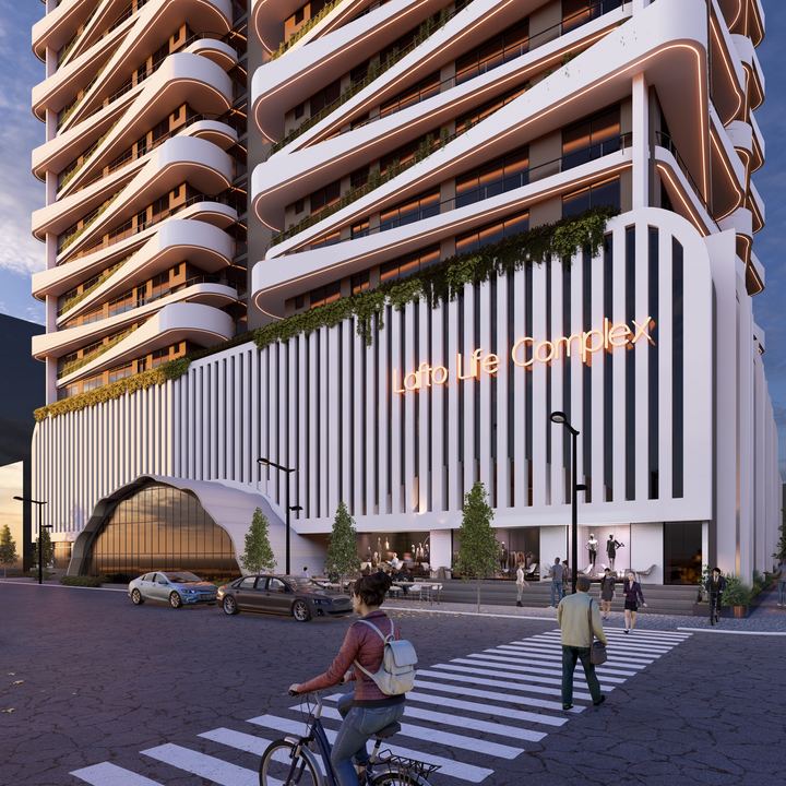 Street-level entrance and retail frontage