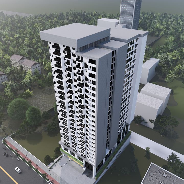 Aerial view in its neighbourhood