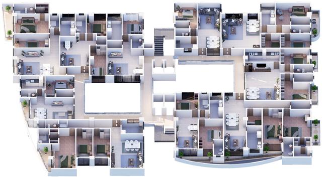 Typical floor 3D view from above